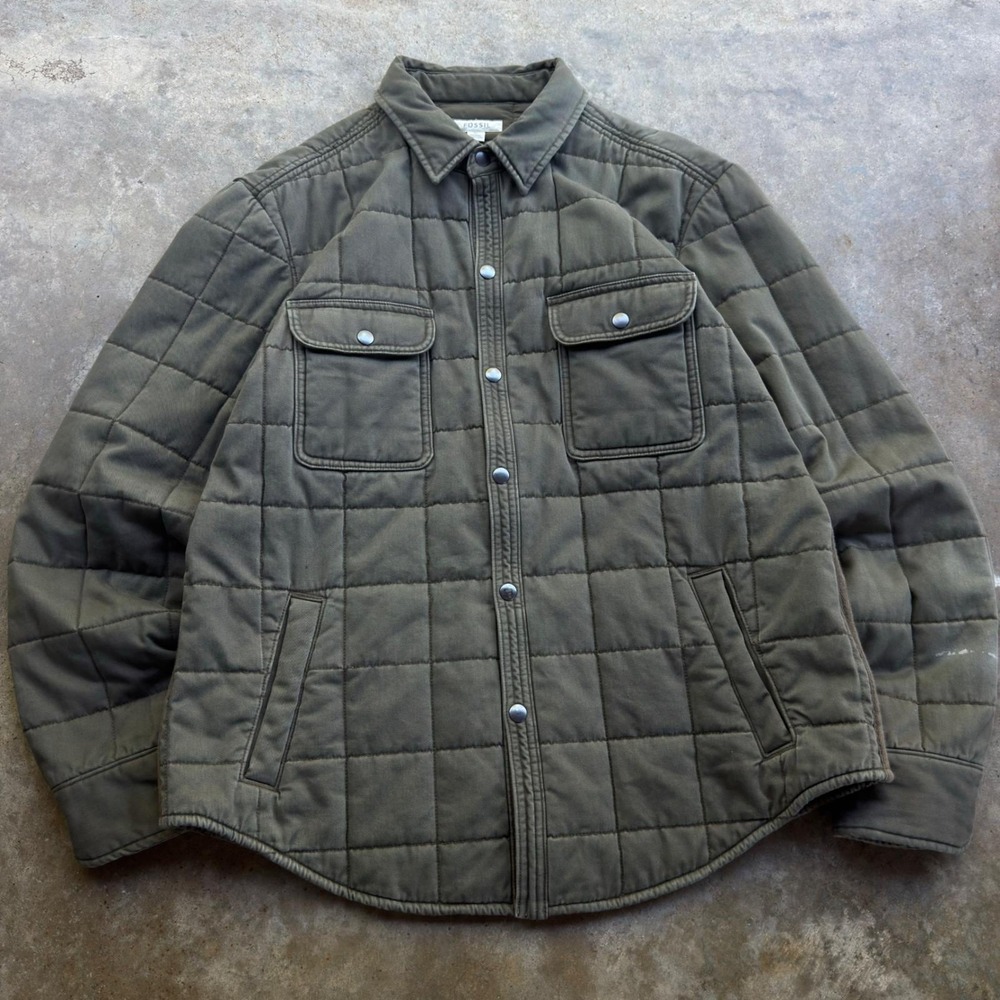 Vintage RRL Ralph Lauren Quilted Shirt Jacket Exact Style Fossil Green XL (f10)